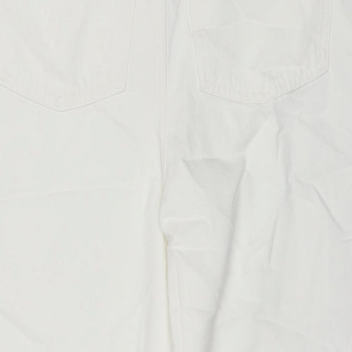 Marks and Spencer Womens White Cotton Cropped Jeans Size 18 L21 in Regular Zip - Short