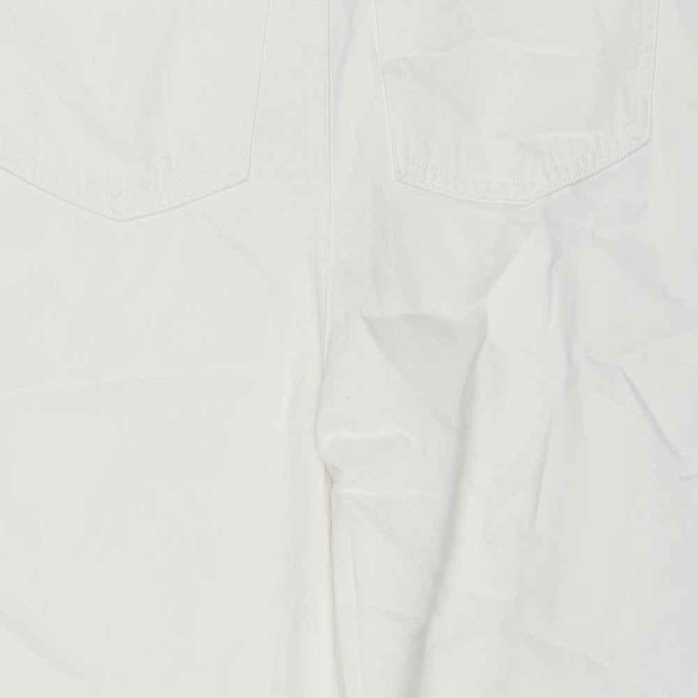 Marks and Spencer Womens White Cotton Cropped Jeans Size 18 L21 in Regular Zip - Short