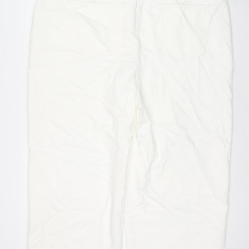 Marks and Spencer Womens White Polyester Blend Wide-Leg Jeans Size 22 L23 in Regular Zip