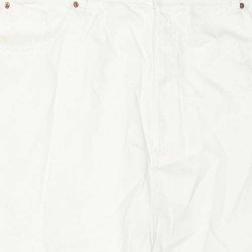 Marks and Spencer Womens White Polyester Blend Wide-Leg Jeans Size 22 L23 in Regular Zip