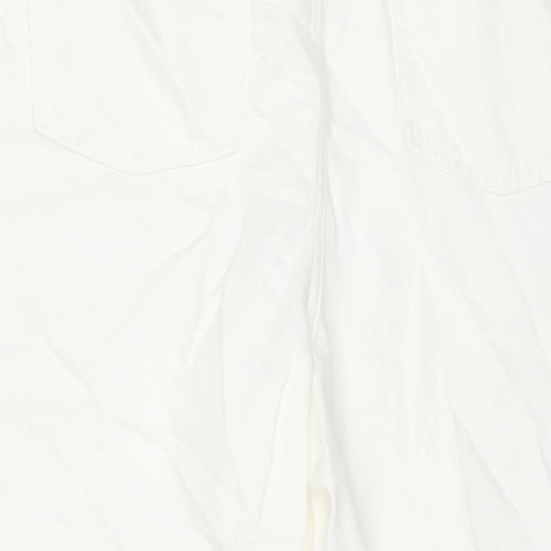 Marks and Spencer Womens White Polyester Blend Wide-Leg Jeans Size 22 L23 in Regular Zip