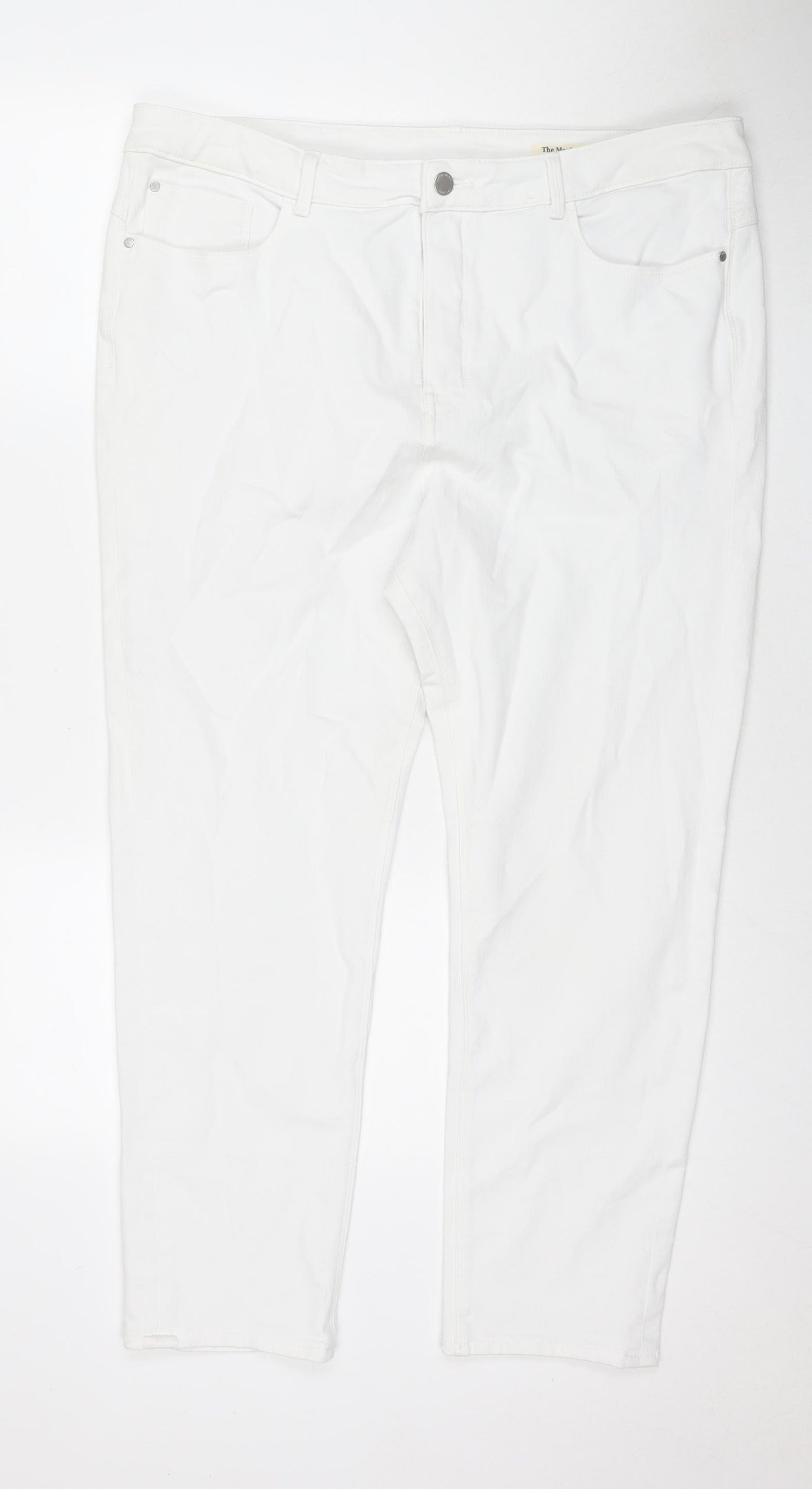 Marks and Spencer Womens White Cotton Skinny Jeans Size 20 L26 in Regular Zip - Short