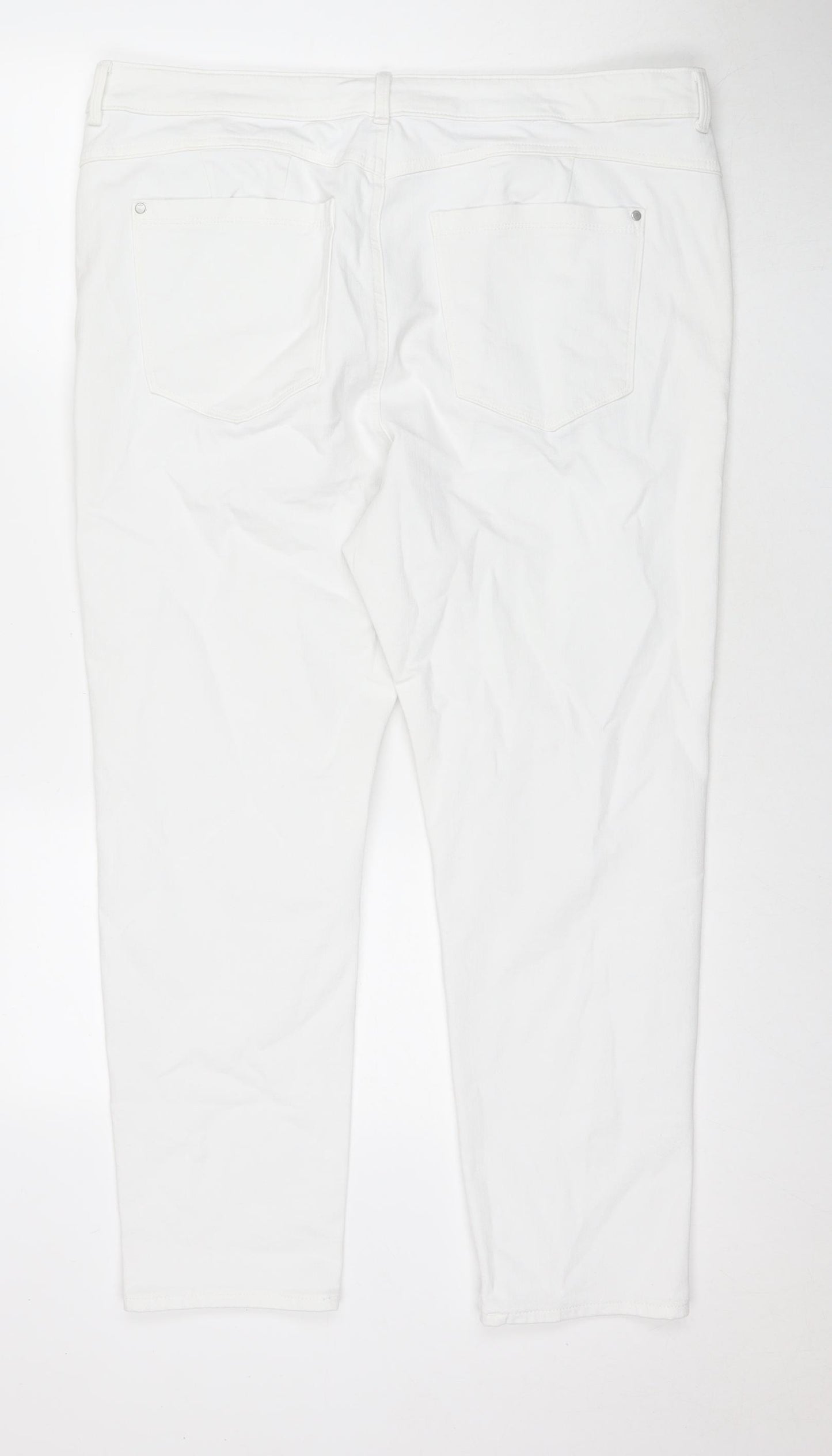 Marks and Spencer Womens White Cotton Skinny Jeans Size 20 L26 in Regular Zip - Short