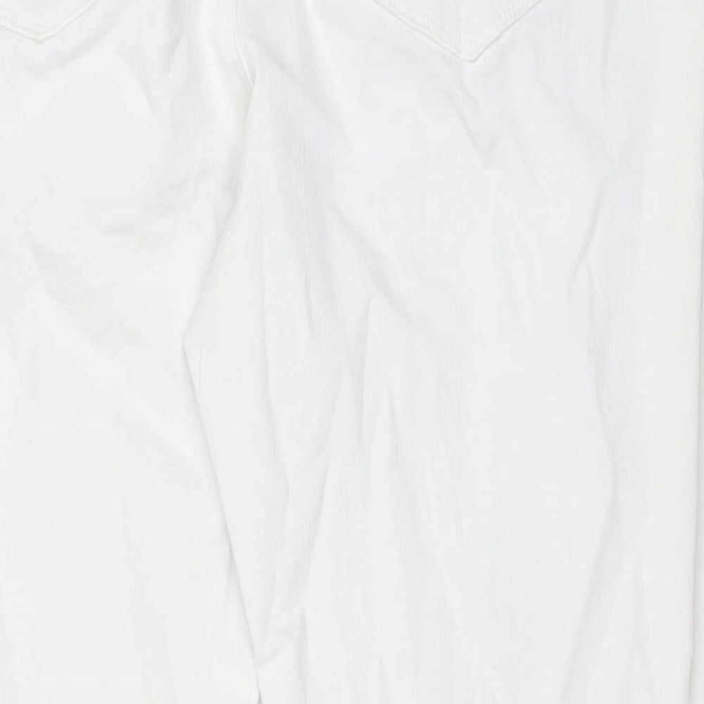 Marks and Spencer Womens White Cotton Skinny Jeans Size 20 L26 in Regular Zip - Short
