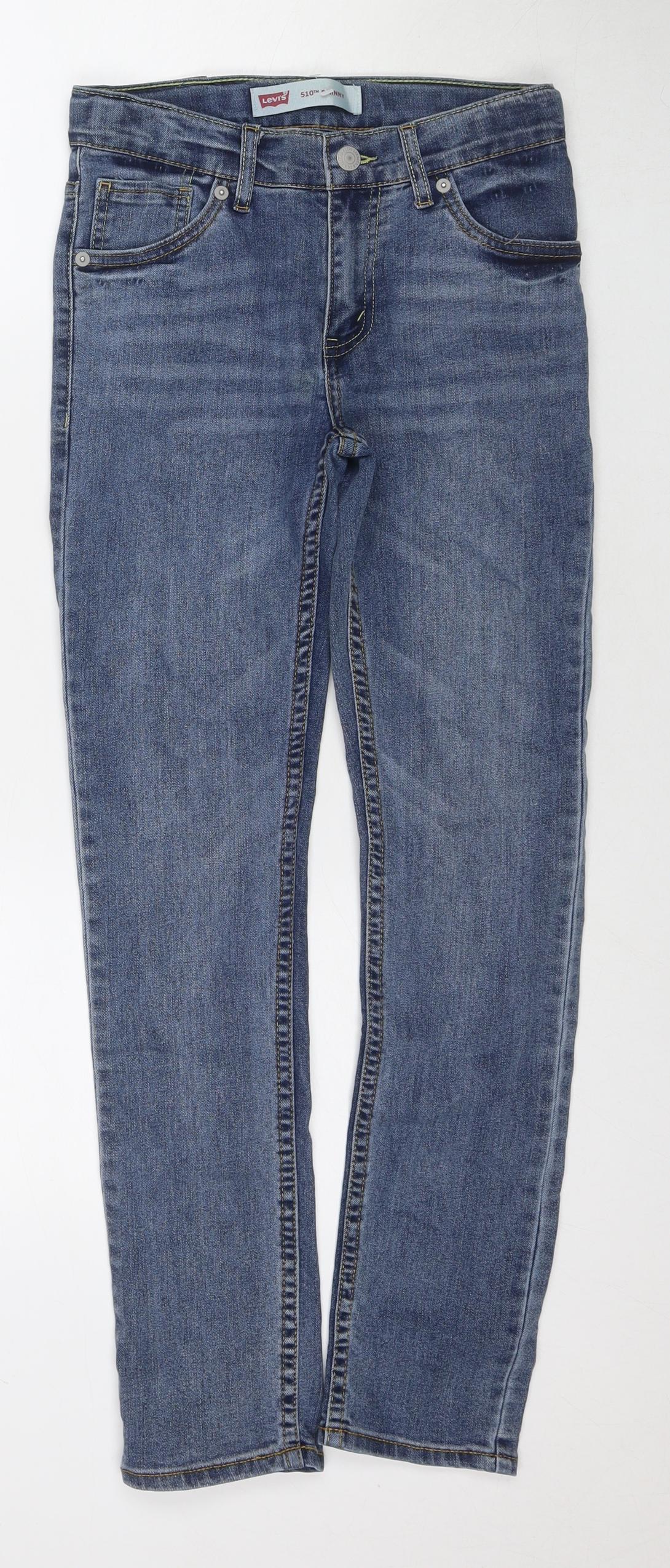 Levi's Girls Blue Cotton Skinny Jeans Size 12 Years L28 in Regular Zip