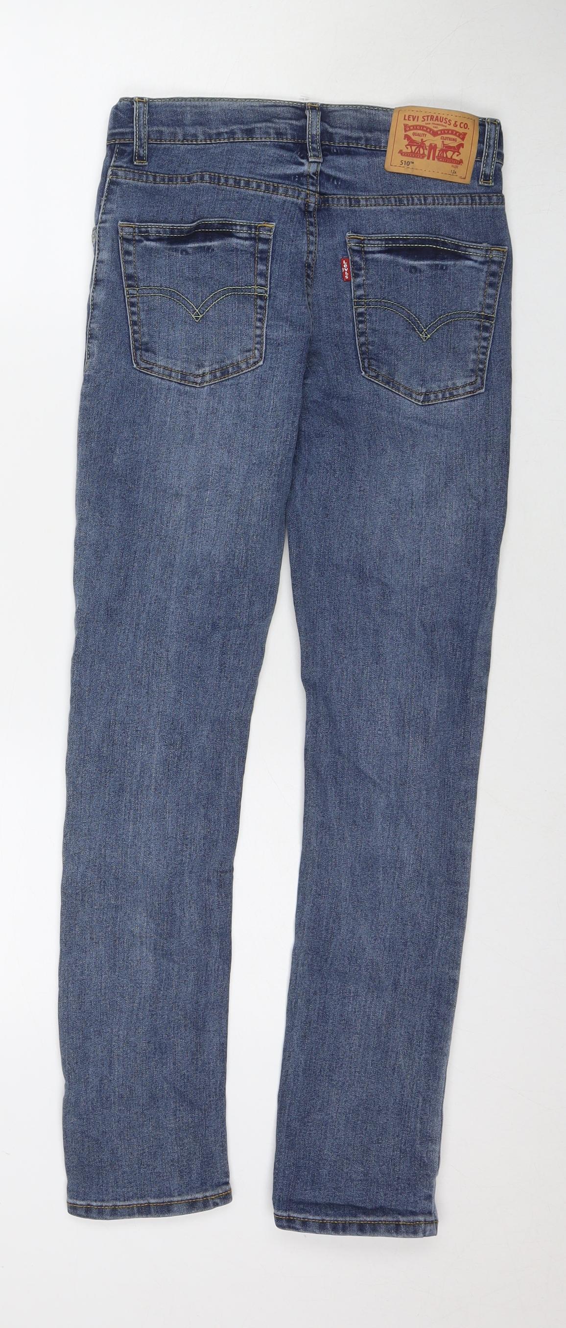 Levi's Girls Blue Cotton Skinny Jeans Size 12 Years L28 in Regular Zip