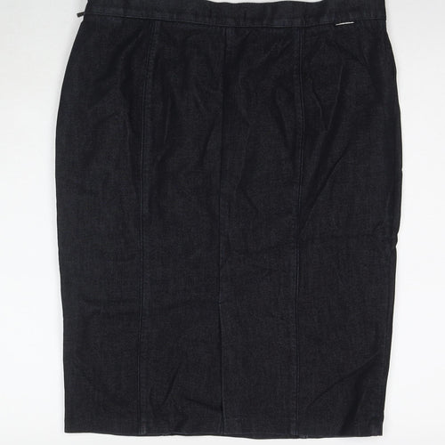 Autograph Womens Blue Cotton Straight & Pencil Skirt Size 16 Zip