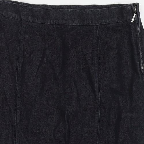 Autograph Womens Blue Cotton Straight & Pencil Skirt Size 16 Zip