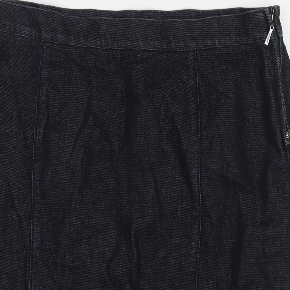 Autograph Womens Blue Cotton Straight & Pencil Skirt Size 16 Zip