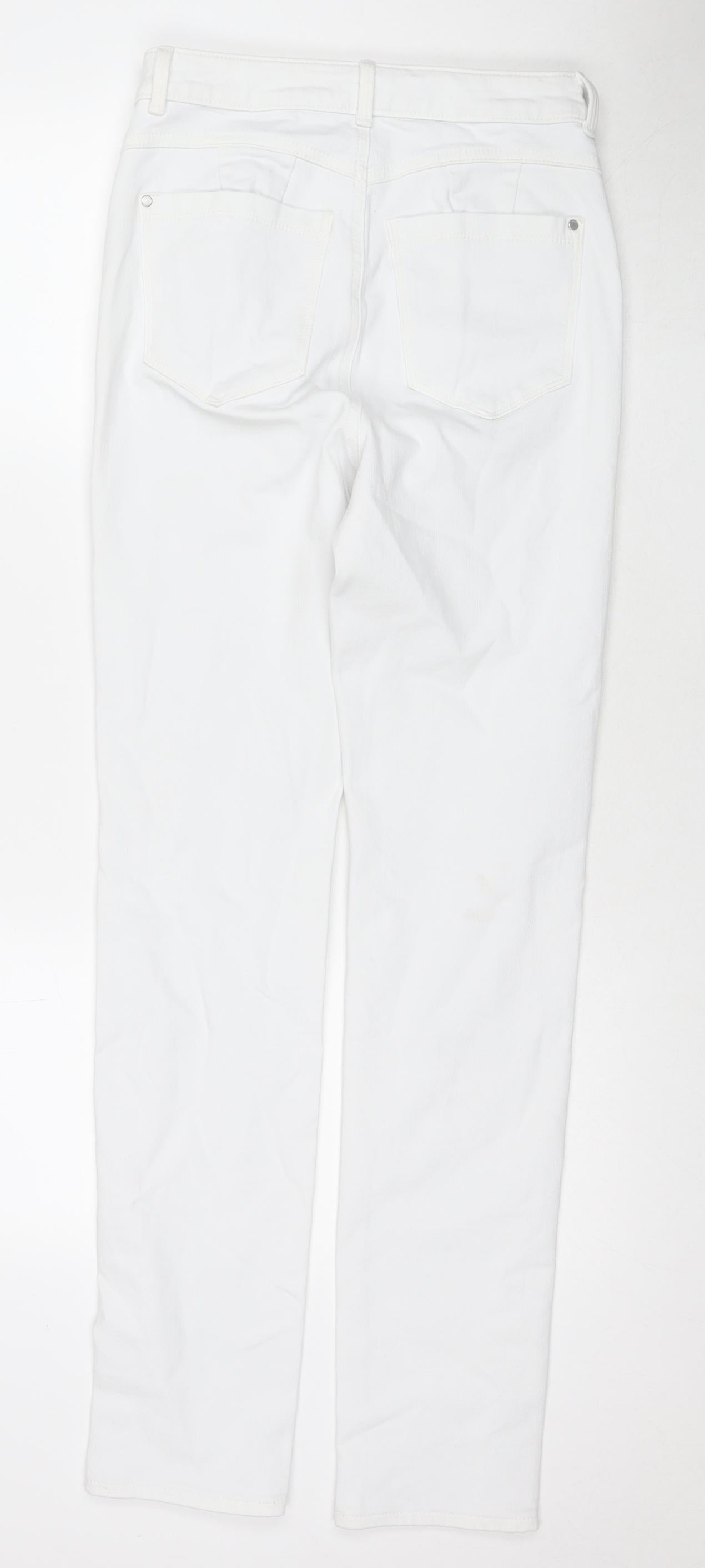 Marks and Spencer Womens White Cotton Skinny Jeans Size 8 L31 in Regular Zip