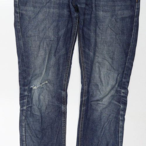 NEXT Mens Blue Cotton Straight Jeans Size 32 in L31 in Regular Zip