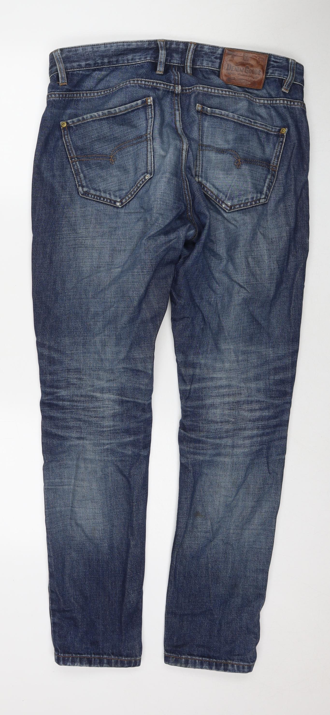 NEXT Mens Blue Cotton Straight Jeans Size 32 in L31 in Regular Zip