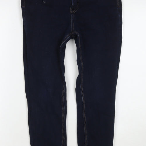 Marks and Spencer Womens Blue Cotton Skinny Jeans Size 12 L24 in Regular Zip