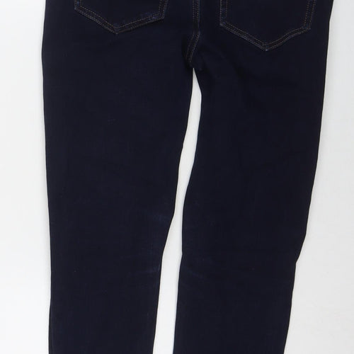 Marks and Spencer Womens Blue Cotton Skinny Jeans Size 12 L24 in Regular Zip