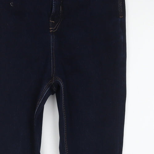 Marks and Spencer Womens Blue Cotton Skinny Jeans Size 12 L24 in Regular Zip