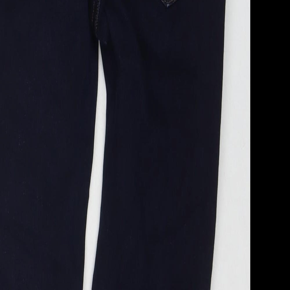 Marks and Spencer Womens Blue Cotton Skinny Jeans Size 12 L24 in Regular Zip