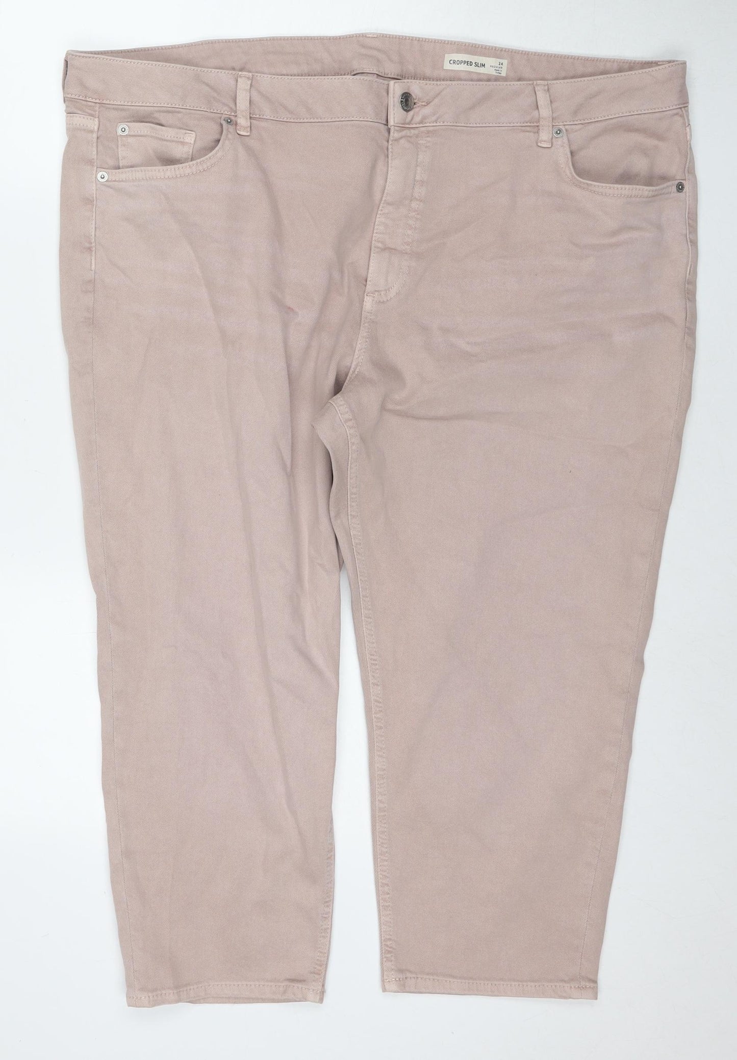 Marks and Spencer Womens Beige Polyester Blend Cropped Jeans Size 24 L23 in Regular Zip