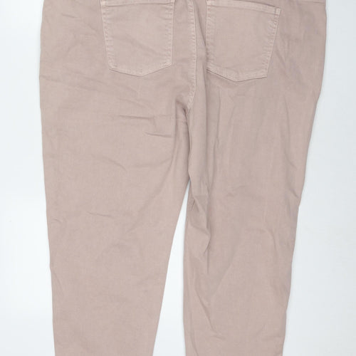 Marks and Spencer Womens Beige Polyester Blend Cropped Jeans Size 24 L23 in Regular Zip