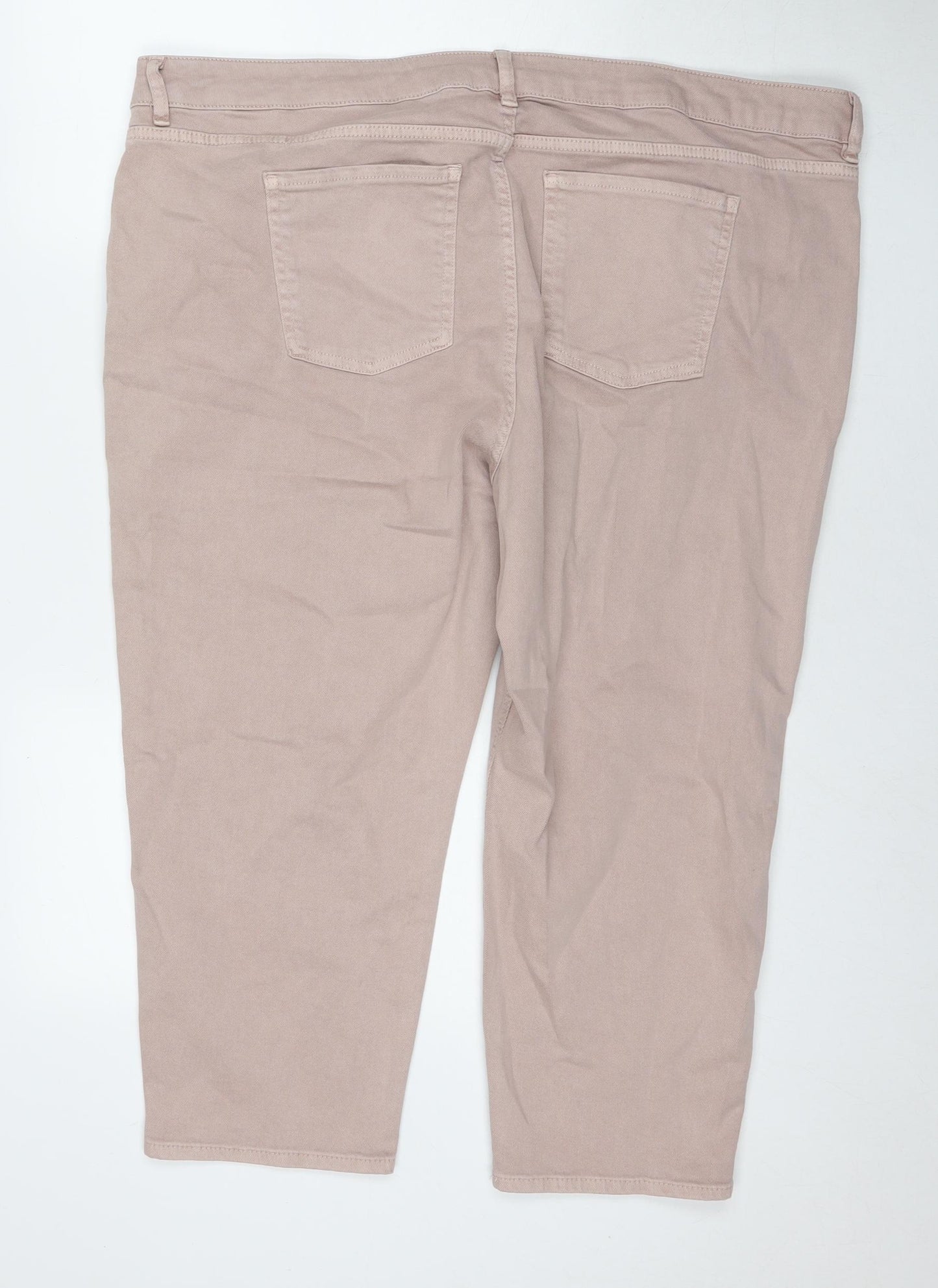 Marks and Spencer Womens Beige Polyester Blend Cropped Jeans Size 24 L23 in Regular Zip