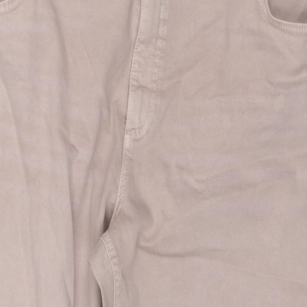 Marks and Spencer Womens Beige Polyester Blend Cropped Jeans Size 24 L23 in Regular Zip