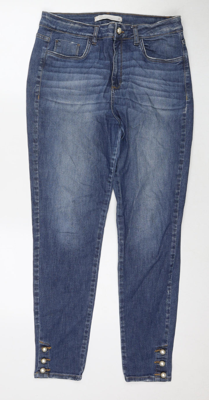 A Collection Womens Blue Cotton Skinny Jeans Size 14 L28 in Regular Zip