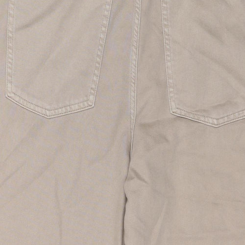 Marks and Spencer Womens Beige Cotton Wide-Leg Jeans Size 18 L21 in Regular Zip - Short