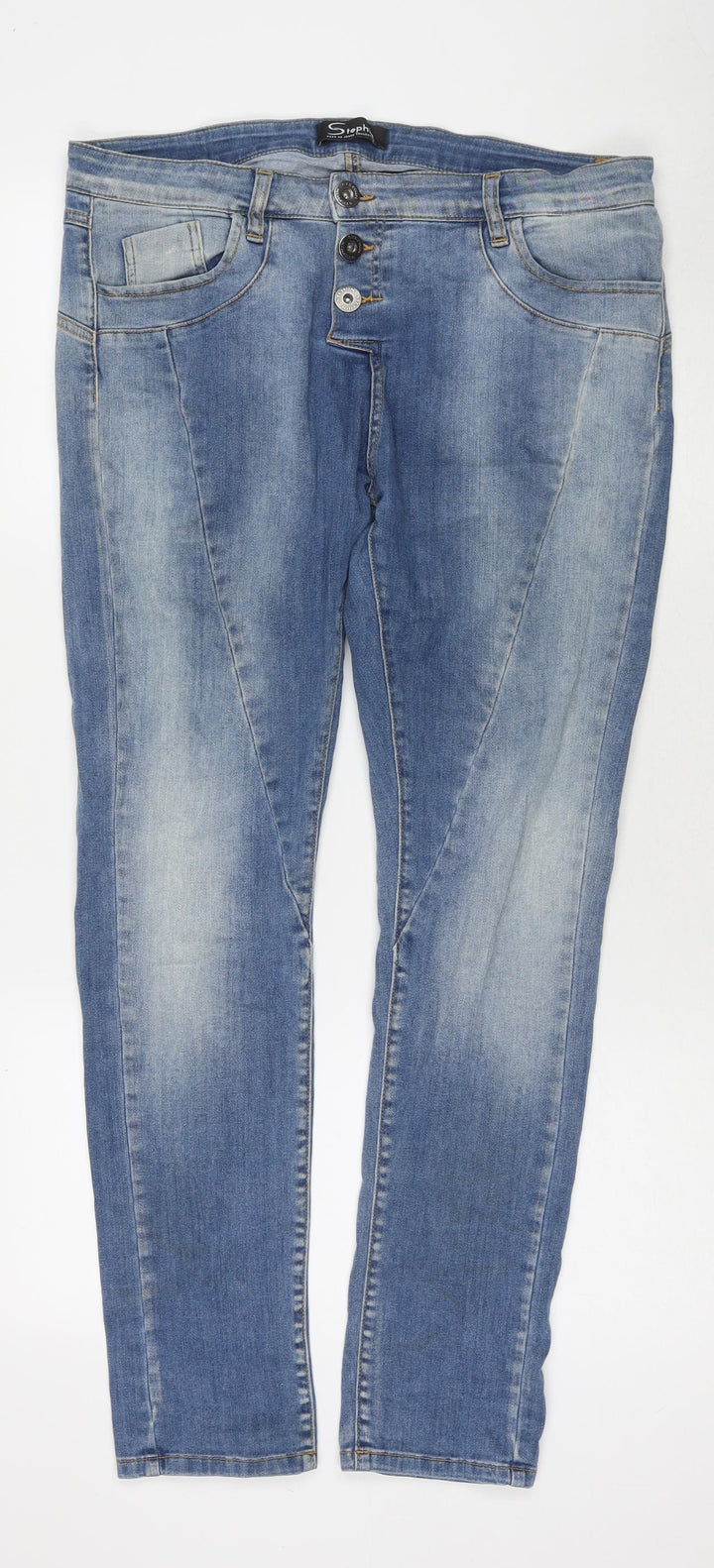 Stephin Womens Blue Cotton Straight Jeans Size 31 in L28 in Regular Zip