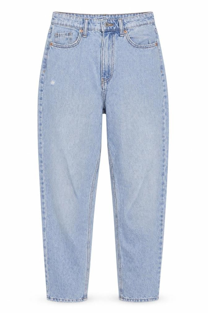 H&M Womens Blue Cotton Mom Jeans Size 8 L27 in Regular Zip