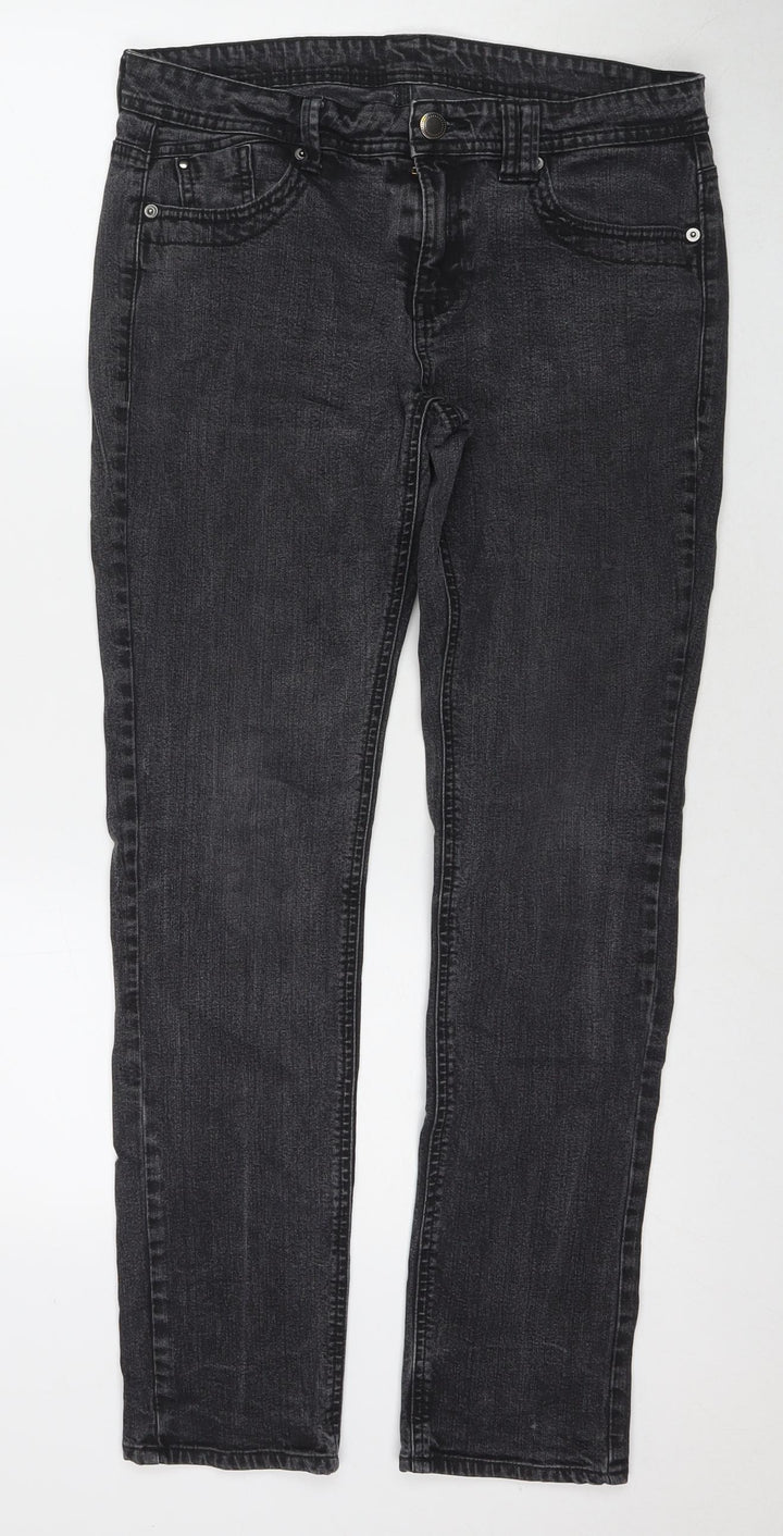 Marks and Spencer Womens Black Cotton Skinny Jeans Size 12 L29 in Regular Zip