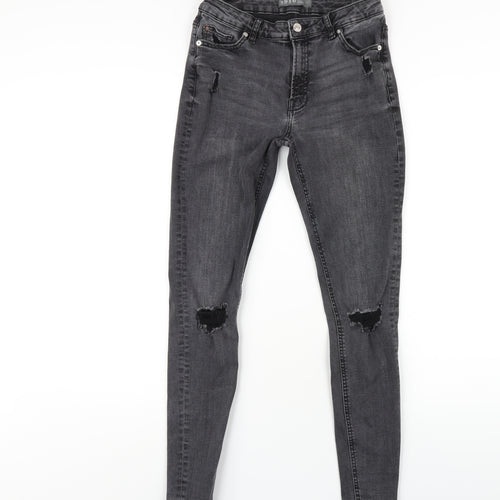 Denim & Co. Womens Grey Cotton Skinny Jeans Size 10 L29 in Regular Zip