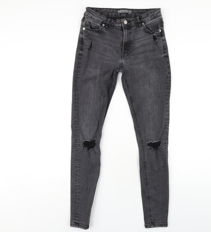 Denim & Co. Womens Grey Cotton Skinny Jeans Size 10 L29 in Regular Zip
