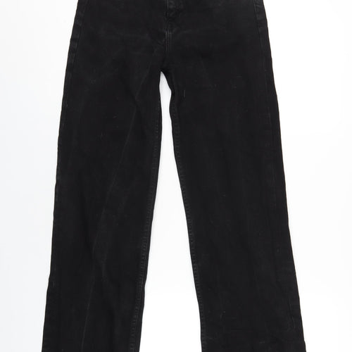 Denim & Co. Womens Black Cotton Straight Jeans Size 8 L33 in Regular Zip
