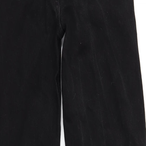 Denim & Co. Womens Black Cotton Straight Jeans Size 8 L33 in Regular Zip