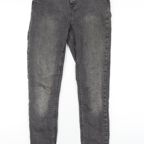 Denim & Co. Womens Grey Cotton Skinny Jeans Size 10 L28 in Regular Zip