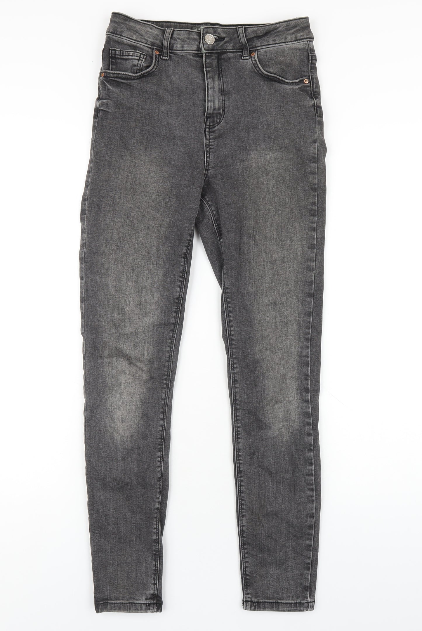 Denim & Co. Womens Grey Cotton Skinny Jeans Size 10 L28 in Regular Zip