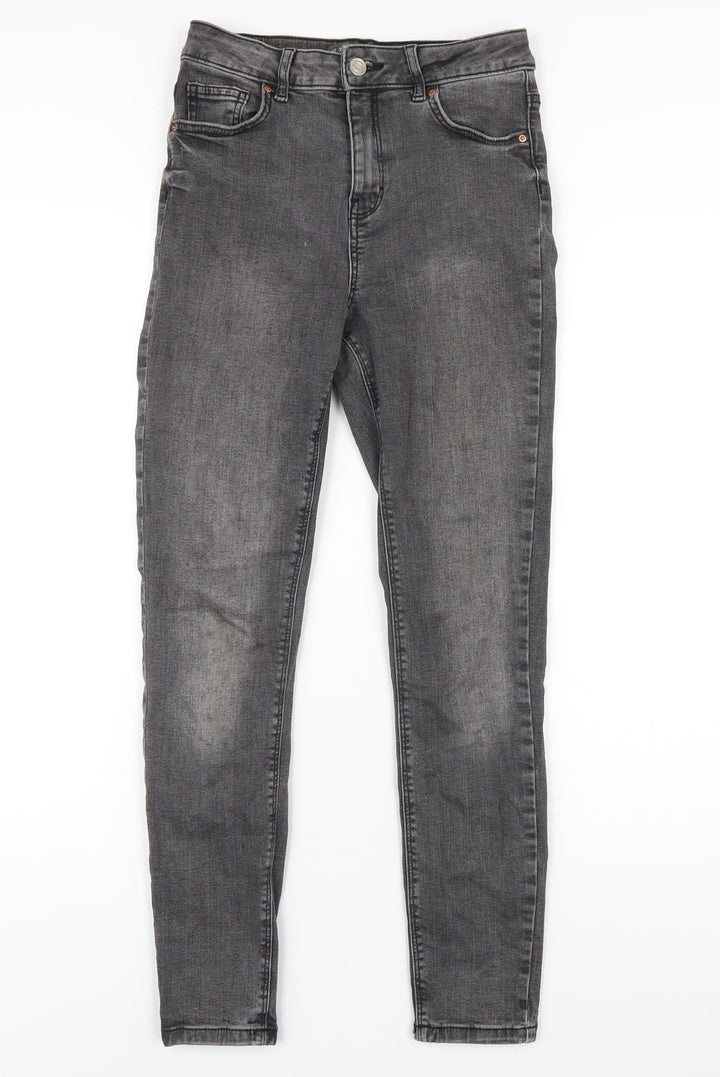 Denim & Co. Womens Grey Cotton Skinny Jeans Size 10 L28 in Regular Zip