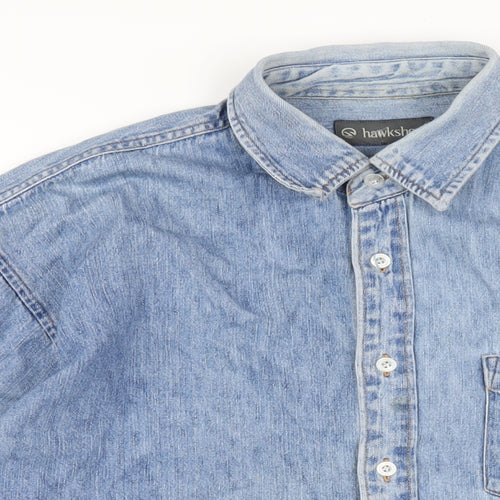 Hawkshead Mens Blue Cotton Button-Up Size M Collared Button