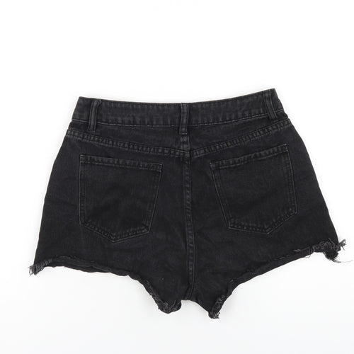 SheIn Womens Black Cotton Cut-Off Shorts Size M L3 in Regular Zip