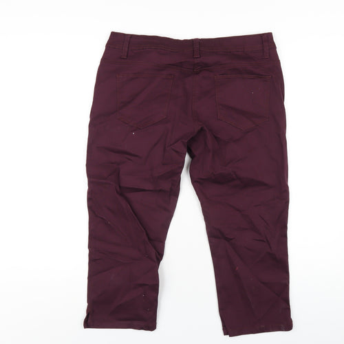 George Womens Purple Cotton Capri Jeans Size 14 L23 in Regular Zip