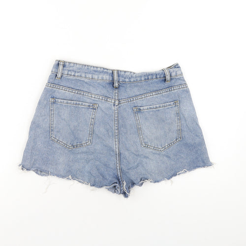 SheIn Womens Blue Cotton Cut-Off Shorts Size M Regular Zip - Distressed