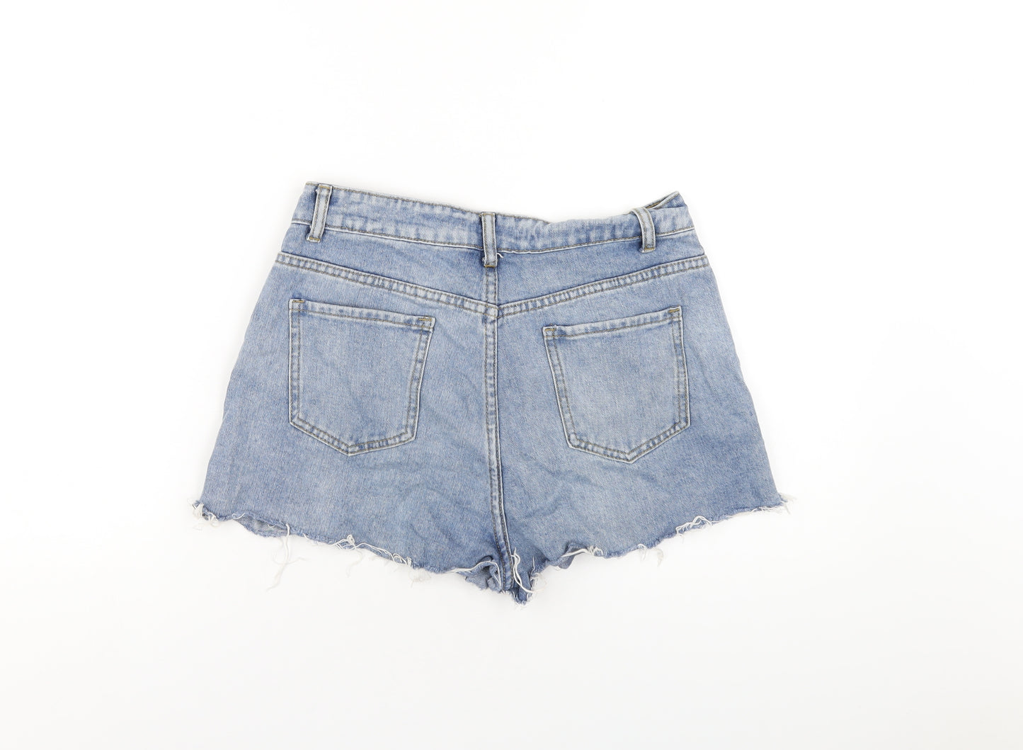 SheIn Womens Blue Cotton Cut-Off Shorts Size M Regular Zip - Distressed