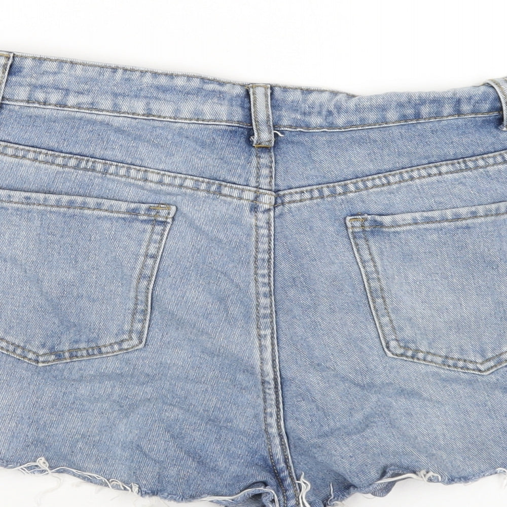 SheIn Womens Blue Cotton Cut-Off Shorts Size M Regular Zip - Distressed