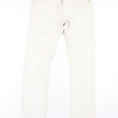 Drainpipe Womens Ivory Cotton Straight Jeans Size 10 L29 in Regular Zip