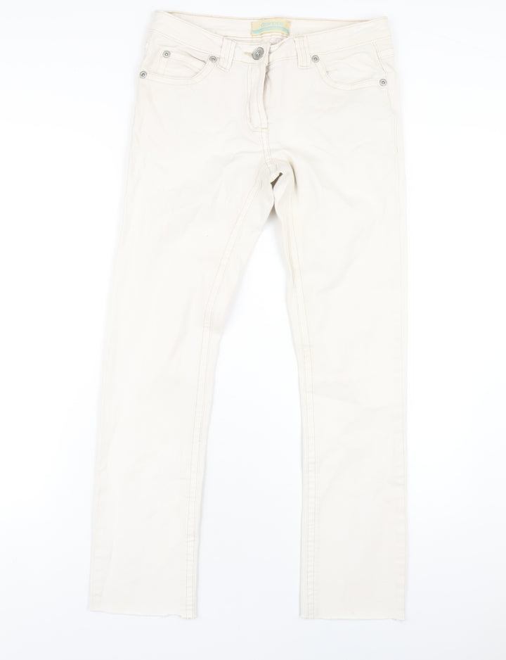 Drainpipe Womens Ivory Cotton Straight Jeans Size 10 L29 in Regular Zip