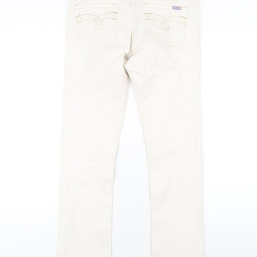Drainpipe Womens Ivory Cotton Straight Jeans Size 10 L29 in Regular Zip