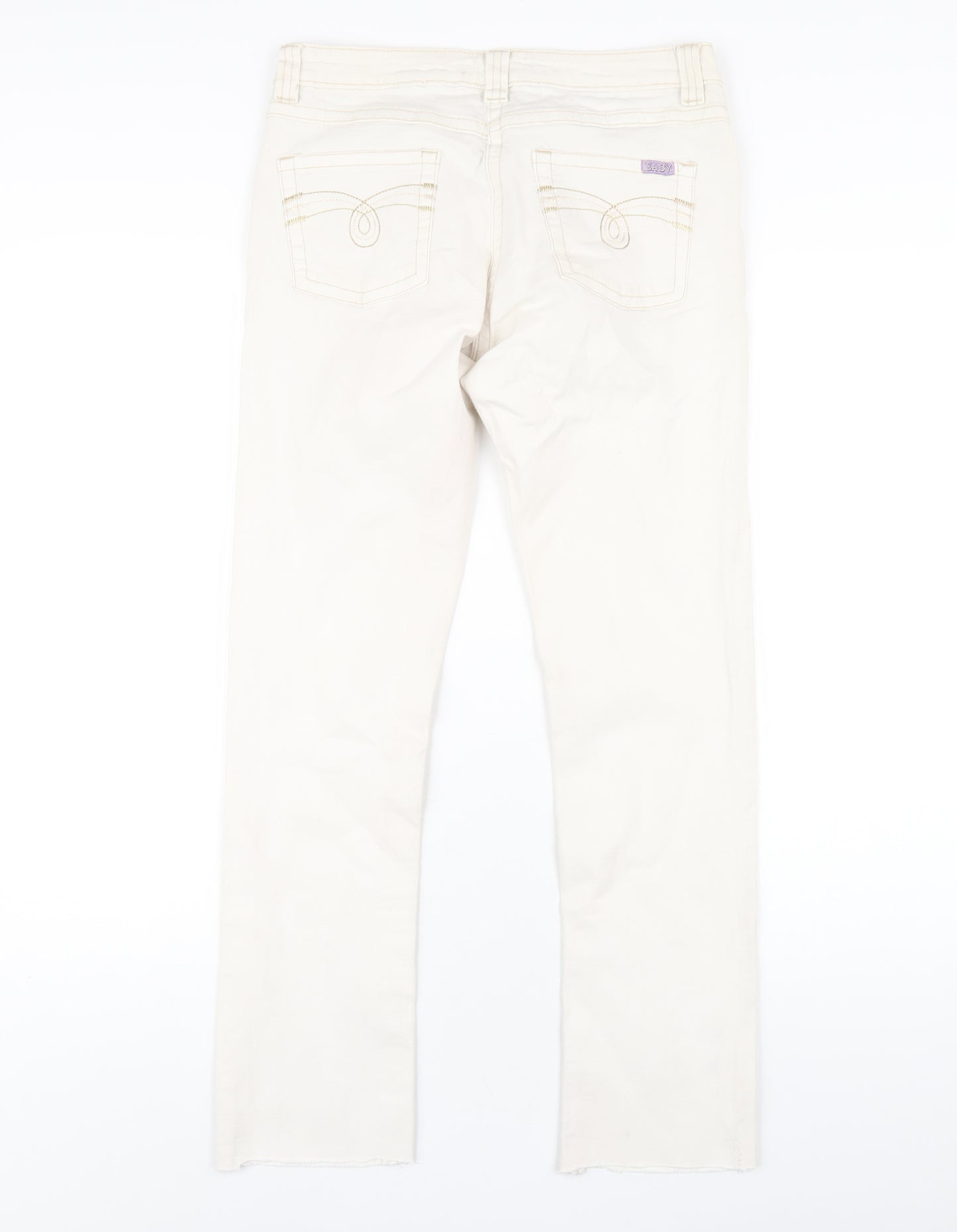 Drainpipe Womens Ivory Cotton Straight Jeans Size 10 L29 in Regular Zip