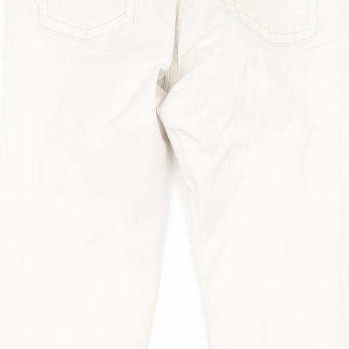 Drainpipe Womens Ivory Cotton Straight Jeans Size 10 L29 in Regular Zip