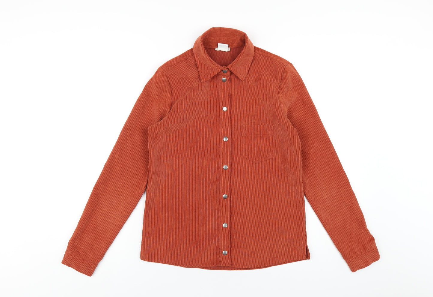 Cooperative Womens Orange Polyester Basic Button-Up Size XS Collared