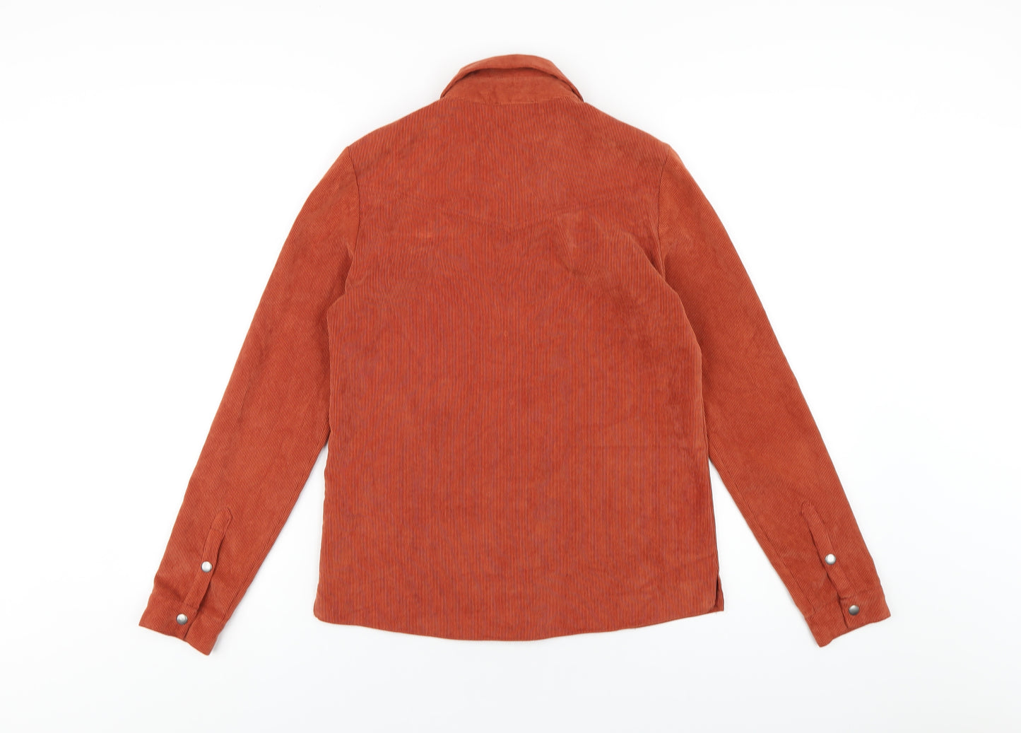 Cooperative Womens Orange Polyester Basic Button-Up Size XS Collared