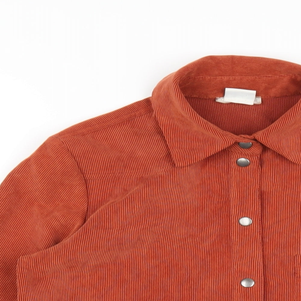 Cooperative Womens Orange Polyester Basic Button-Up Size XS Collared